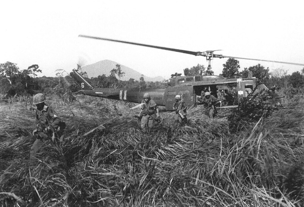 US Infantry Attacking from a Huey UH-1D Helicopter