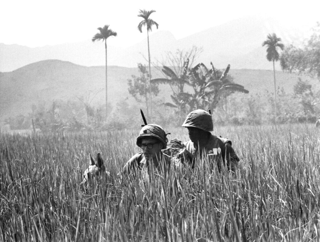 US Marines and Their Scout Dog