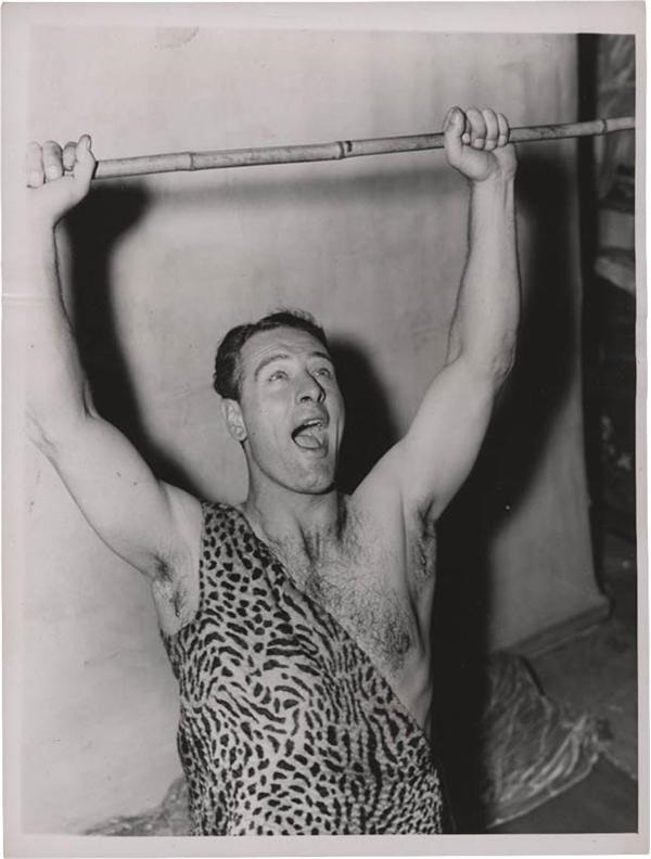 Baseball legend Lou Gehrig posing for the camera as Tarzan (1936)