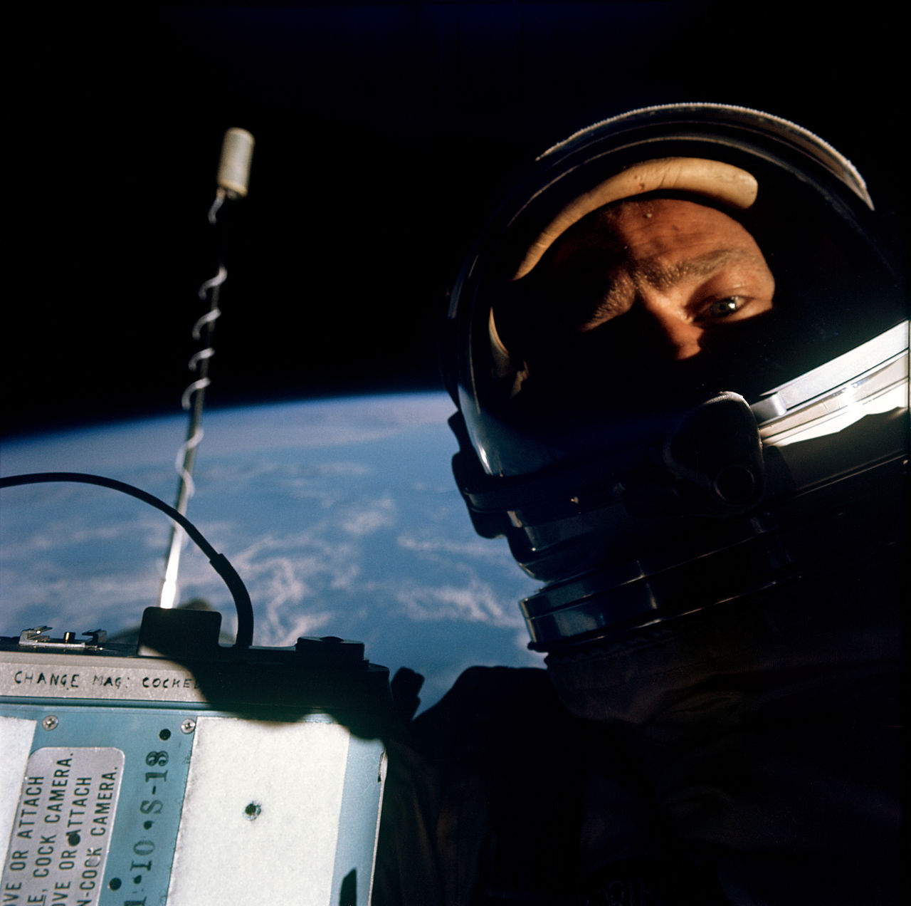 The first selfie in space by Buzz Aldrin