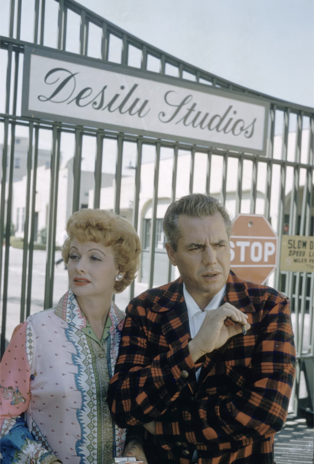 Lucille Ball and ‎Desi Arnaz outside of Desilu Studios in 1960, the year of their divorce